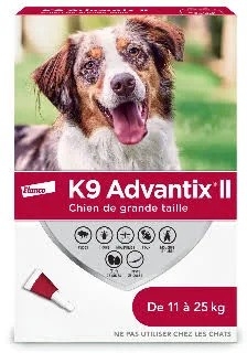K9 ADVANTIX II TRAITEMENT CONTRE LES PUCES ET TIQUES POUR CHIEN 11-25KG (2 DOSES)
