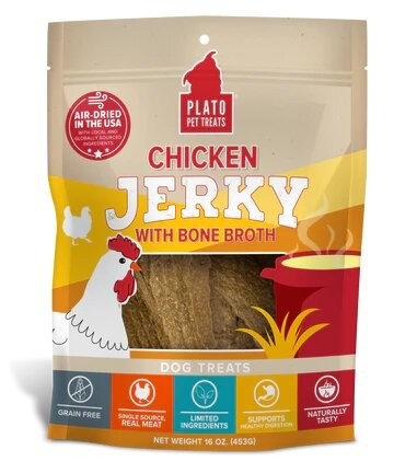 PLATO JERKY MOELLEUX POULET ET BOUILLON D'OS 198GR