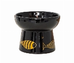 DEXYPAWS BOL SURÉLEVÉ POUR CHAT NOIR IMPRIMÉ POISSONS (7OZ)