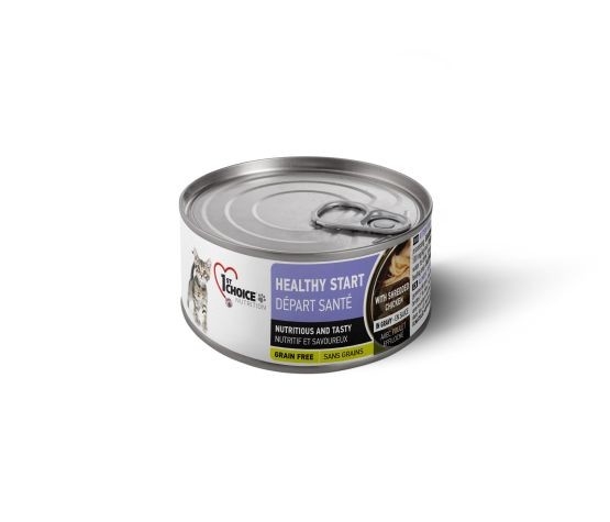 1ST CHOICE PÂTÉ POUR CHATON/DÉPART SANTÉ (EN SAUCE AVEC POULET EFFILOCHÉ)