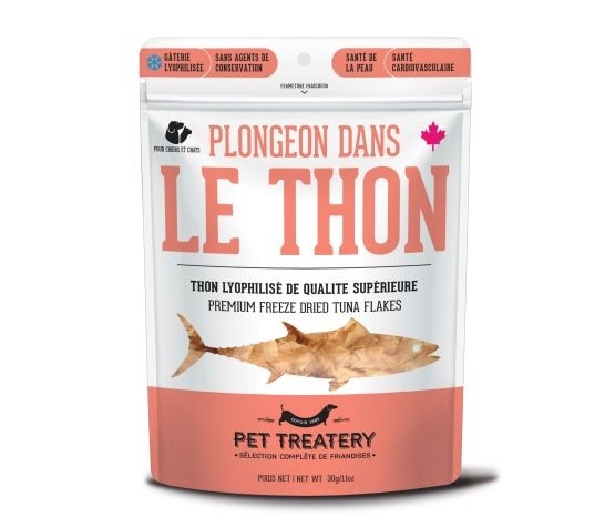 PET TREATERY PLONGEON DANS LE THON GATERIE POUR CHIEN ET CHAT THON LYOPHILISÉ 30G