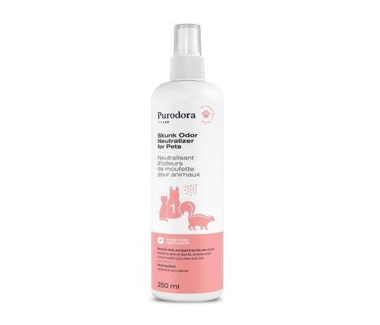 PURODORA NEUTRALISANT D'ODEURS DE MOUFETTE POUR ANIMAUX 250ML