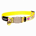 ROGZ COLLIER RÉFLÉCHISSANT POUR CHAT MOTIF OISEAUX JAUNES PETIT (8-12 PO)