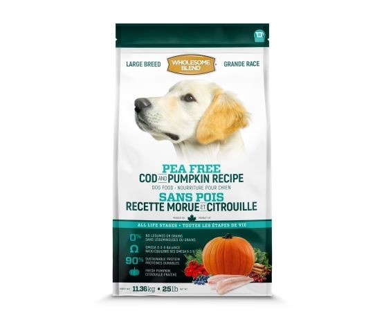 WHOLESOME BLEND CHIEN SANS POIS GRANDE RACE MORUE/CITROUILLE 25LBS